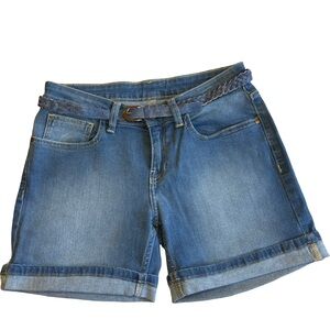 Jealous21 Blue Denim Low Rise Jean Shorts Cuffed with Belt Size 28